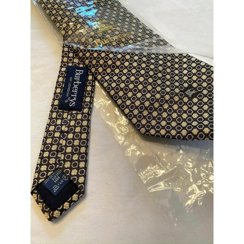Burberrys Brown & Gold Dot Tie - Picture 4 of 7